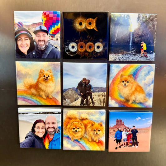2" Custom Square Photo Magnets x9