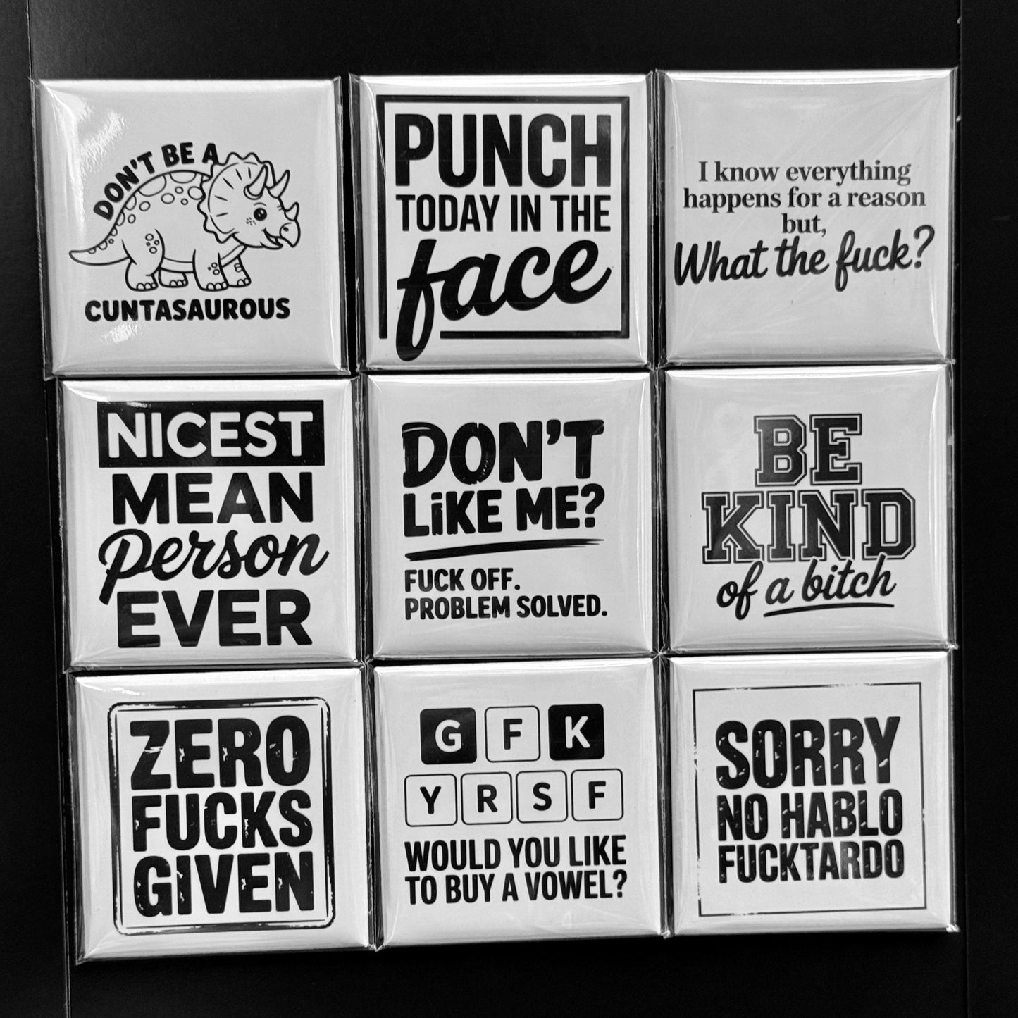 9 magnet NSFW sarcastic quote set