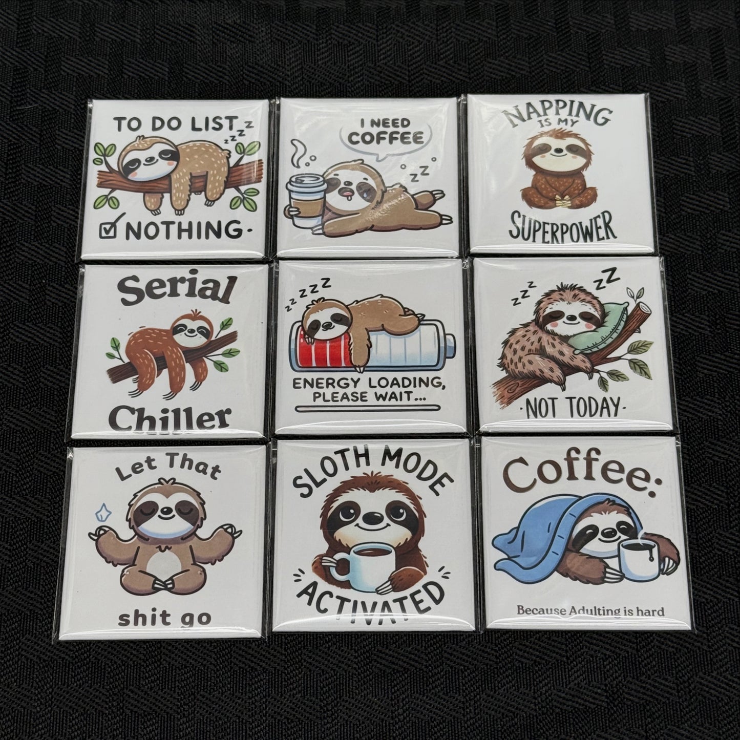 9 magnet sarcastic sloth magnet set
