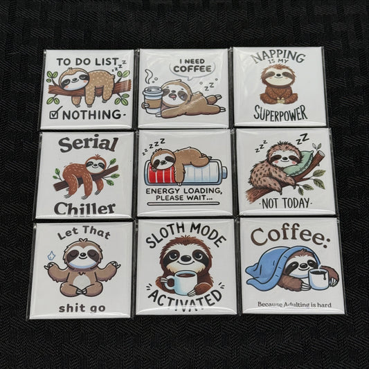 9 magnet sarcastic sloth magnet set